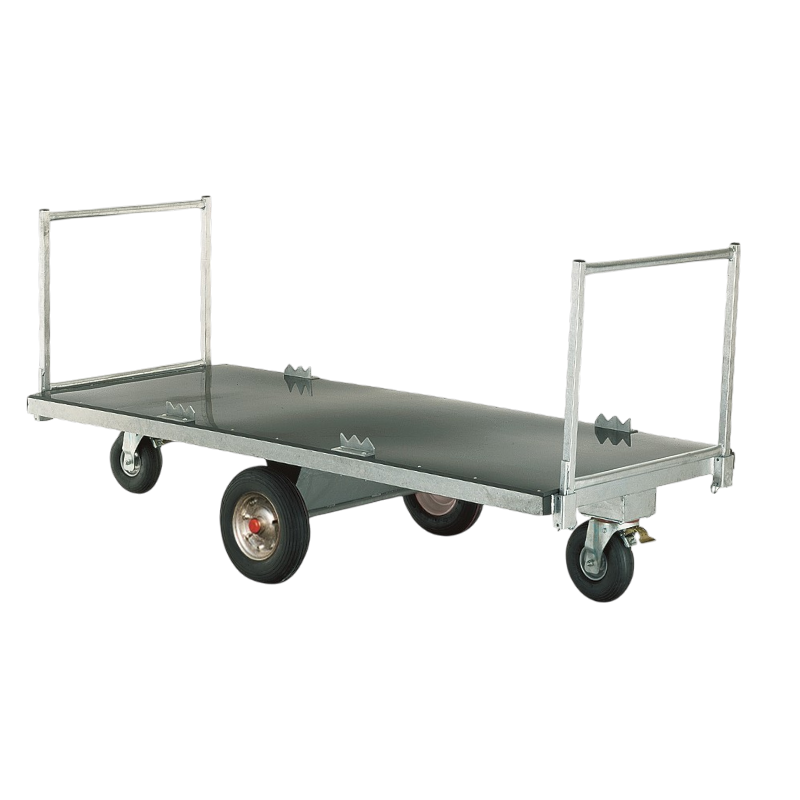 Platte wagen met twee zwenkwielen