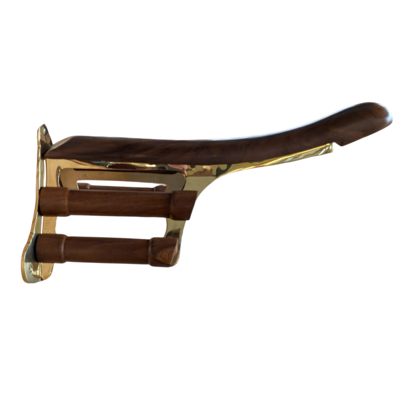 Luxe zadeldrager hout met messing